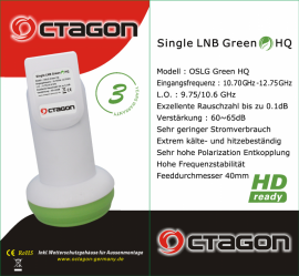 Single LNB Octagon green 0.1 dB HD-Ready